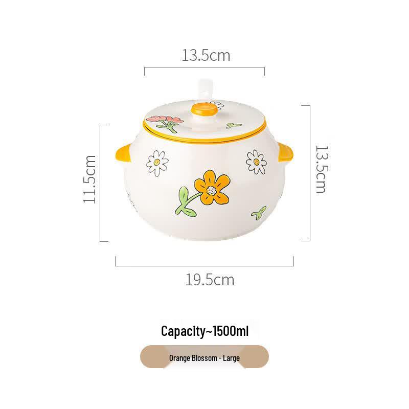 Ceramic Lard Pot with Integrated Spoon and Lid
