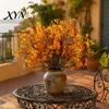 Artificial Flowers with Flexible Stems Fall for Indoor Outdoor Decor, Weatherproof Autumn Floral Home Decor Arrangements Office Table Centerpiece