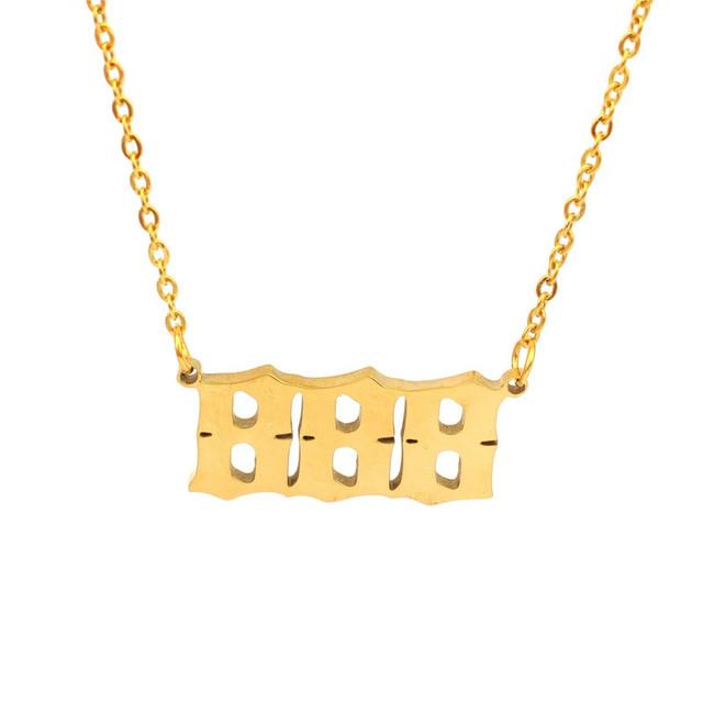 

Ожерелье с номером ангела из нержавеющей стали 111 222 333 444 555 666 777 888 999 для женщин и мужчин, цепочка с счастливым номером, ювелирные изделия 45cm