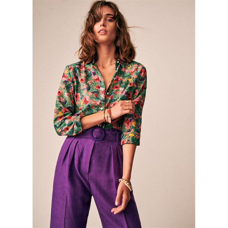New Pastoral All-Match Long-Sleeve Floral Shirt