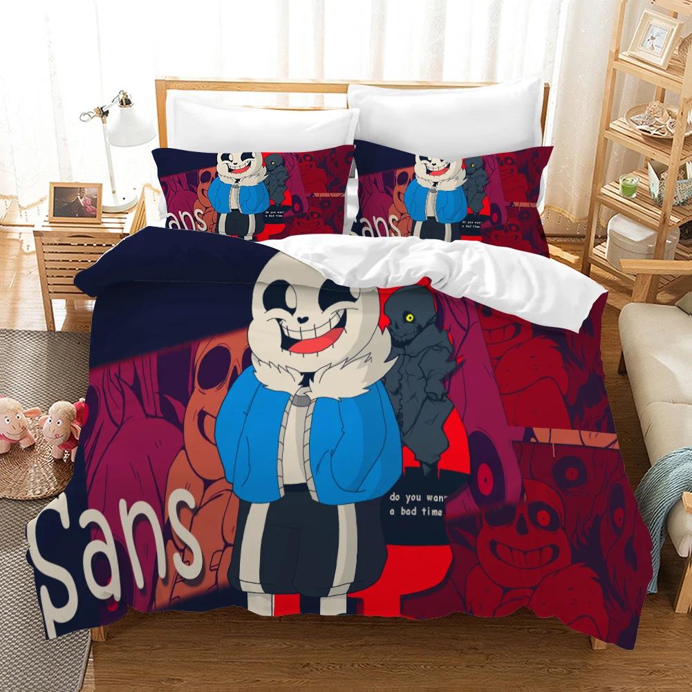 Zestaw pościeli 3D Undertale Game Frisk Sans Papyrus dla chłopców i dziewcząt Twin Queen Size poszewka na kołdrę poszewka na poduszkę łóżko dla dzieci dorosłych