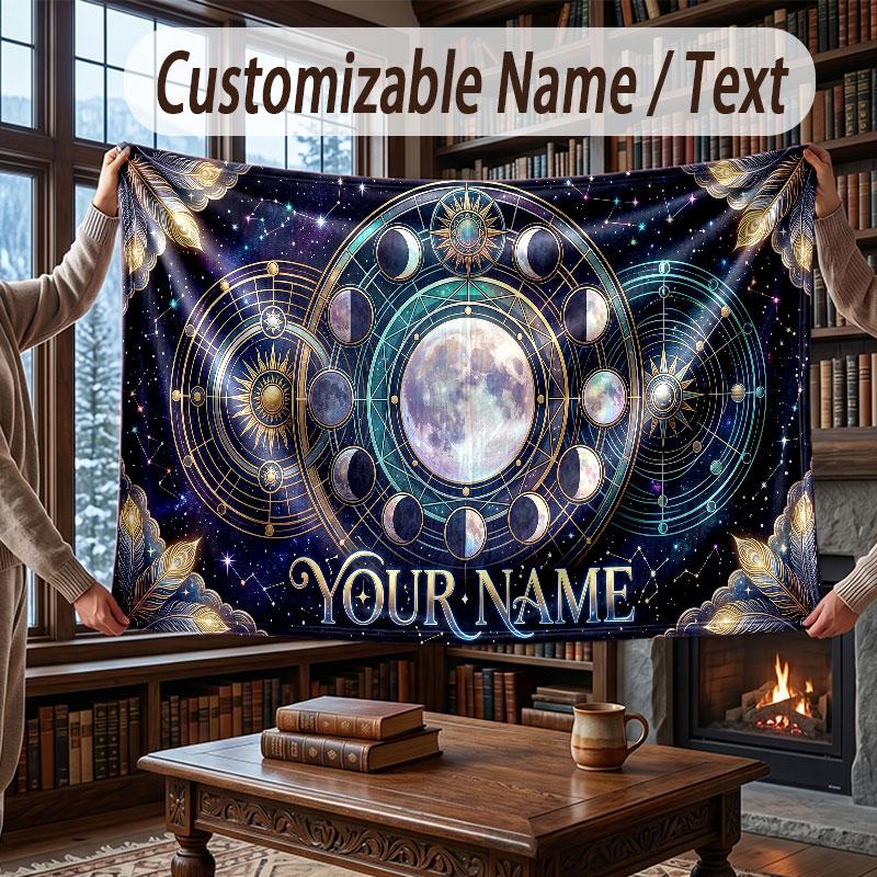 Abstract Personalized Theme Throw Blanket Custom Name Text Personalized Blanket Soft Cozy Blanket for Home Sofa Bed