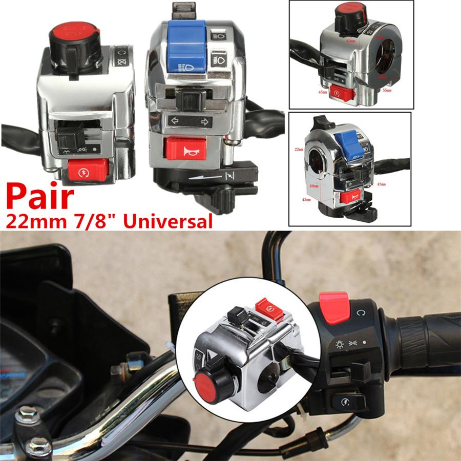 1 Pair Motorcycle 7/8" Handlebar Control Horn Turn Signal Light Switch For Honda