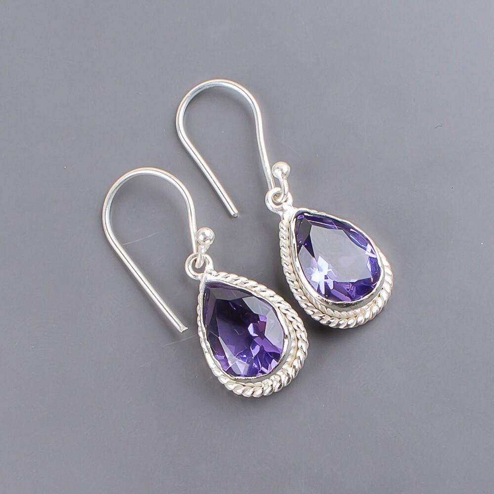 Iolite Gemstone 925 Sterling Silver Handmade Jewelry Drop/Dangle Earrings 1.40" EE-9-5
