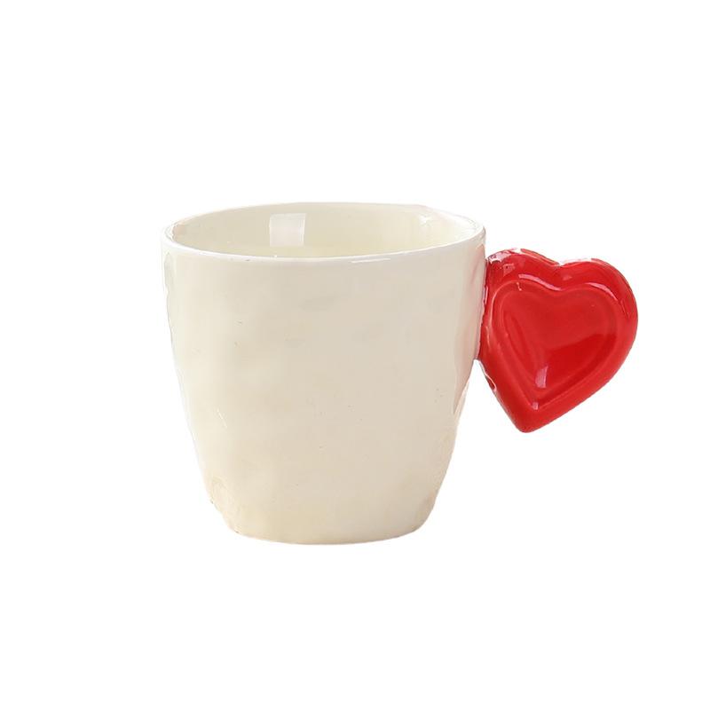 European Ceramic Coffee Mug Heart-shaped Breakfast Milk Mug Delicate Afternoon Tea Floral Cup Heart-shaped Ceramic Water Cup New
