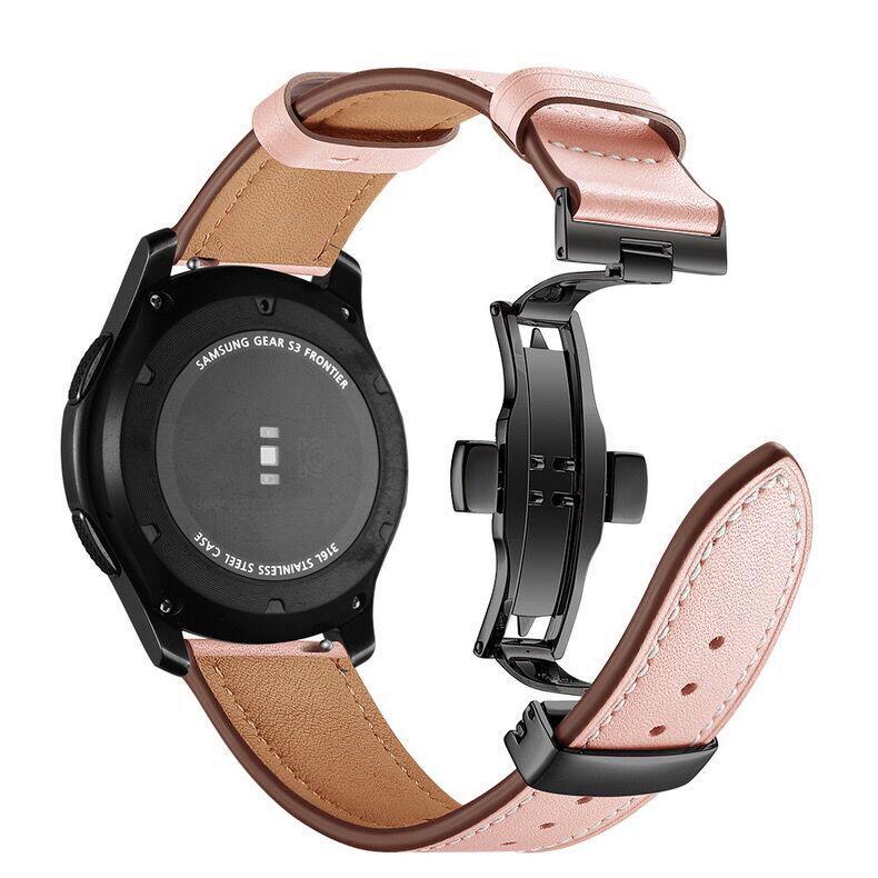 Echtes Leder Armband mit Schmetterlingsverschluss für Samsung/Huawei Uhr - Universell 20mm/22mm