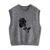 Women's Rose Jacquard Mohair Blend Knit Vest
