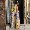 Women's Jumpsuit  Print Casual Loose Vintage Shoulder Strap Cotton Linen
