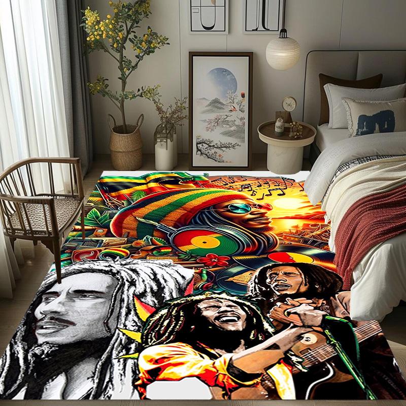 Vibrant Rasta Music Fusion Carpet Living Room and Bedroom Mats Doormat Dormitory Decoration Bathroom Mat Protective Pad