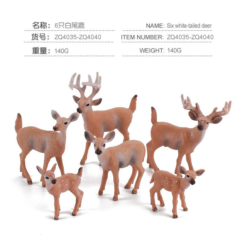 Children'S Cognitive Forest Series Animal Model, Simulated White-Tailed Deer 6-Piece Christmas Ornament Toy