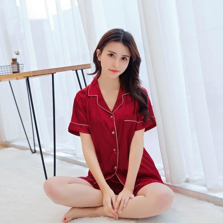 Han Yatong Silk Couple Pajamas Set: Autumn Long Sleeve Cardigan Homewear