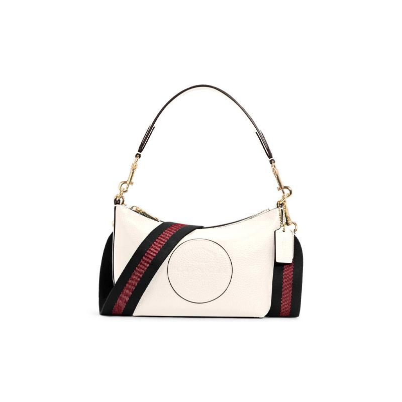 

COACH Dempsey pebbled leather armpit bag shoulder crossbody handbag small women s white білий
