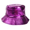 Double Sided Wear Reversible Bucket Hat Breathable Harajuku Style Gold Silver Fisherman Hat Leather UPF 50+ Sunscreen