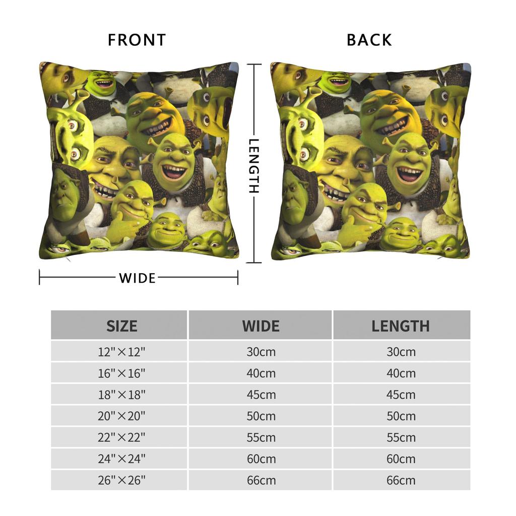 Shreks Meme Funny Pillowcase Polyester Cushion Cover Decoration Pillow Case Cover Home Zippered 18'