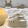 Thick Bottom Heightening Bag Head Half Slippers Women's Summer Wear 2025 New Summer Fashion Hollow Muffin Beach Cool Slippers