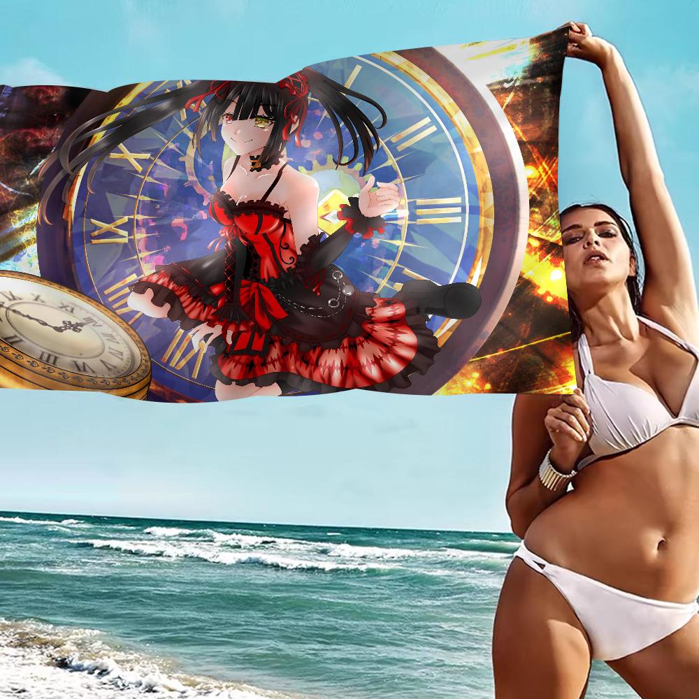 Tokisaki Kurumi Bath Towel Microfiber Soft Water Absorbing Breathable For Girl Kids Decorative Cartoon Beach Towel