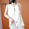 Women Vest O-Neck Sleeveless Solid Color Tank Tops Loose Fit Breathable Casual Vest Holidays Parties Daily Wear