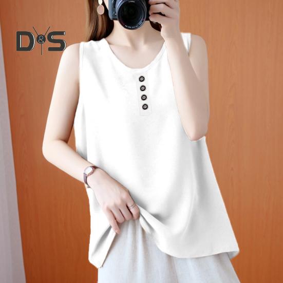 Women Vest O-Neck Sleeveless Solid Color Tank Tops Loose Fit Breathable Casual Vest Holidays Parties Daily Wear