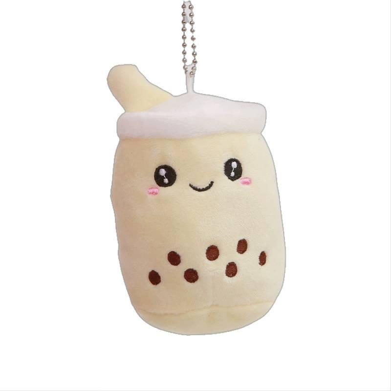 Cute Cartoon Panda Rabbit Fruit Milk Tea Cup Plush Toy Pendant Keychain Kids For