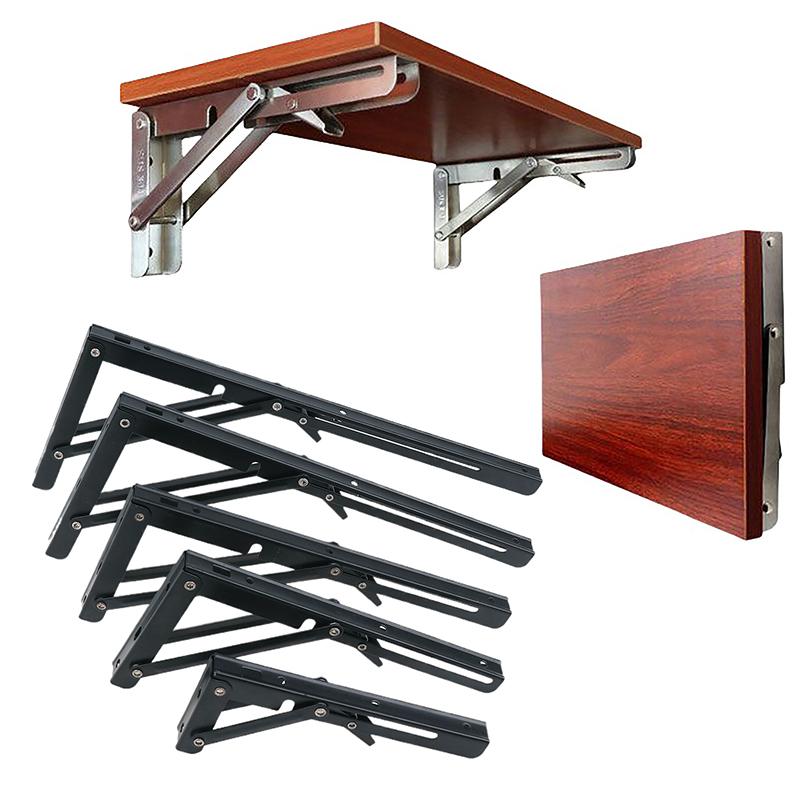 1/2Pcs Cold Rolled Steel Collapsible Shelf Heavy Duty Triangle Folding Angle Shelf Bracket For Table Work Bench Wall Mounted