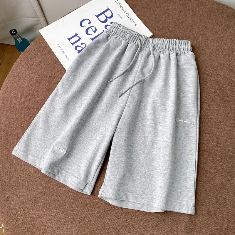 Lässige Sport-Fünf-Punkt-Shorts für Damen Sommer locker hochtailliert und dünn Pyjamahose, fauler Stil Haus weite Beine mittellang, zum Ausgehen