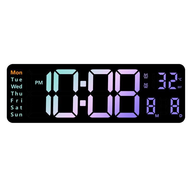13-Inch Minimalist Wall/Table Clock with Large Digital Display, Multiple Alarms & Multifunction Features - Model 6629