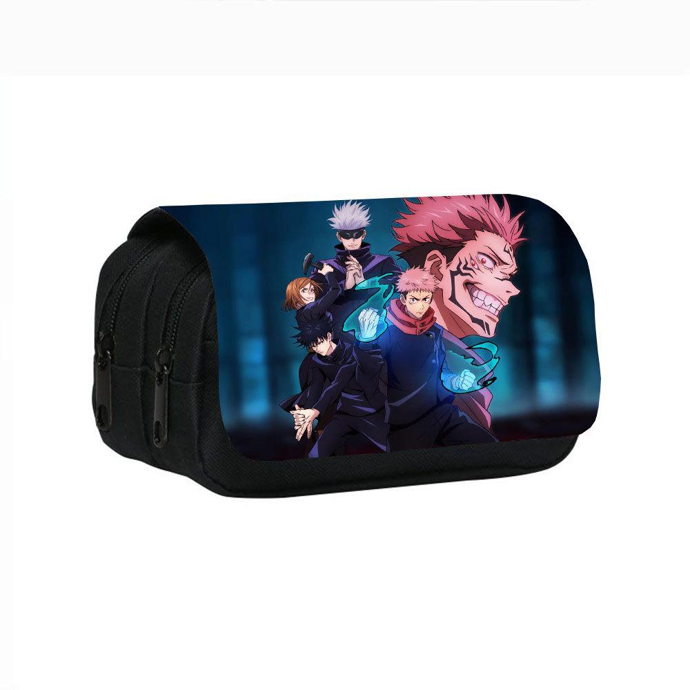 Cartoon Anime Jujutsu Kaisen Bedrukte Dubbellaagse Etui Anime Figuur Schrijfwaren Tas voor Schoolleerlingen Verjaardagscadeaus