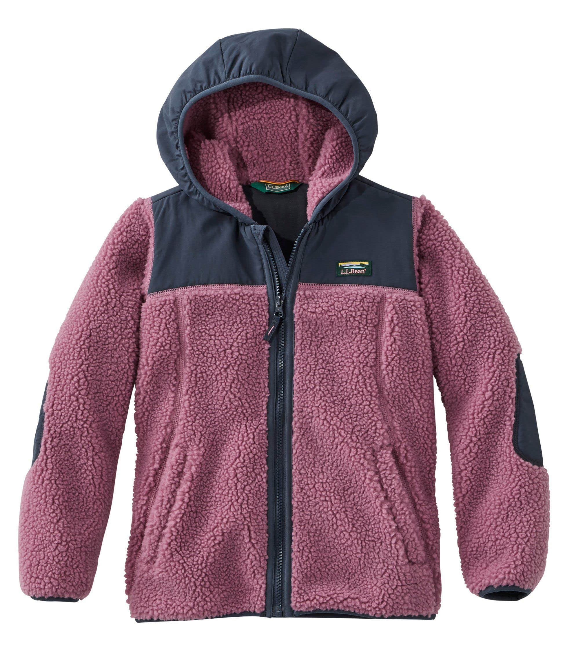 

LL Bean Sherpa Fleece Hooded Big Size Mauve 1000052928 Kids Jacket, Kids, XL, 18, Berry/Carbon Navy, Multicolor,
