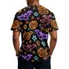Men's Casual Button Collar Lightweight Breathable Short Sleeve Shirt Halloween Themed Printed Design Comfortable Fit