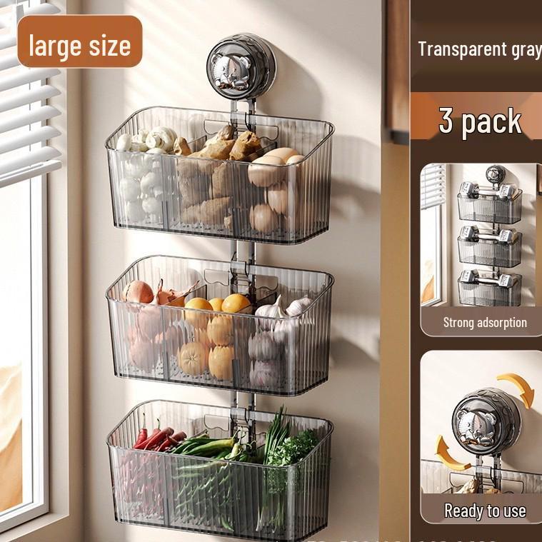 Punch-Free Wall-Mounted Garlic & Onion Storage Basket