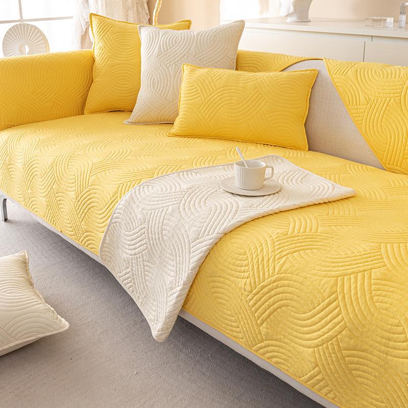 Solid Color Light Luxury Modern Simple Sofa Cushion Four Seasons Universal Leather Non-Slip Sofa Cover All Inclusive Cushion Cover Towel