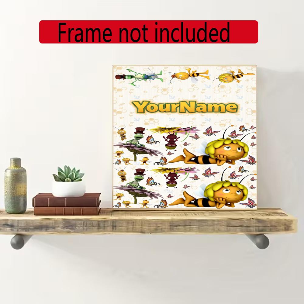 Biene Maja Customize Your Name Diamond Painting Round Diamond Diy Frameless Holiday Artwork Suitable For Home Office Wall Decoration