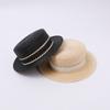 French Lace Flat Top Straw Hat Women's Summer Seaside Vacation Sunshade and Sun Protection Show Small Temperament Fashionable Versatile Top Hat