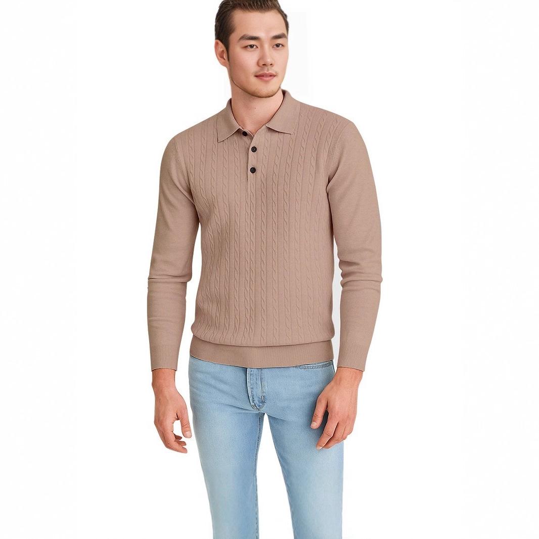 

2025 Новые осенне-зимние вязаные свитера Модный повседневный свитер с лацканами Пуловер Базовая рубашка M коричневый