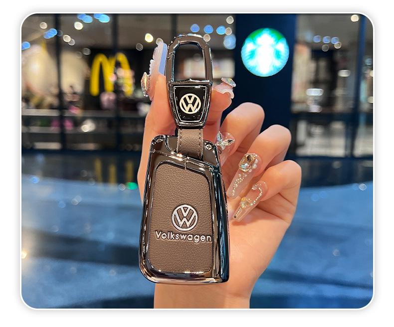 Etui na kluczyk Volkswagen do Teramont, ID3, Tayron, ID4, Golf 8, Lamando - Metalowa i skórzana obudowa.