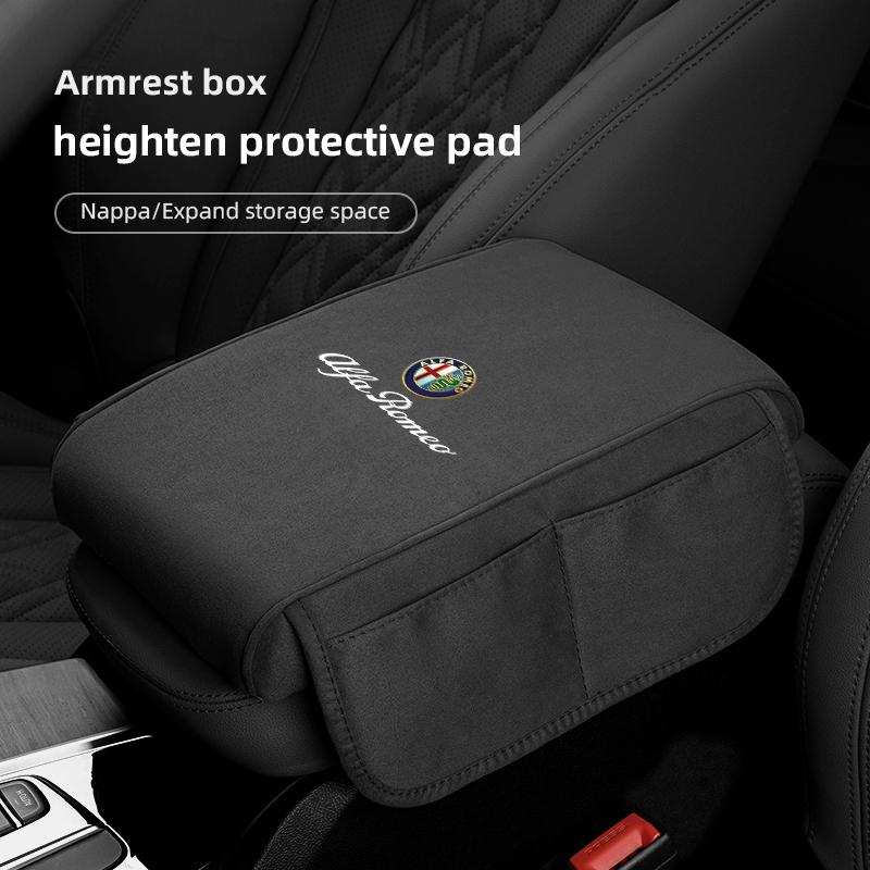 Car Stickers For Alfa Romeo Suede Car Armrest Box Pad Auto Armrest Mat High-end Accessorie For Alfa Romeo 4C 159 166 Spider Giul