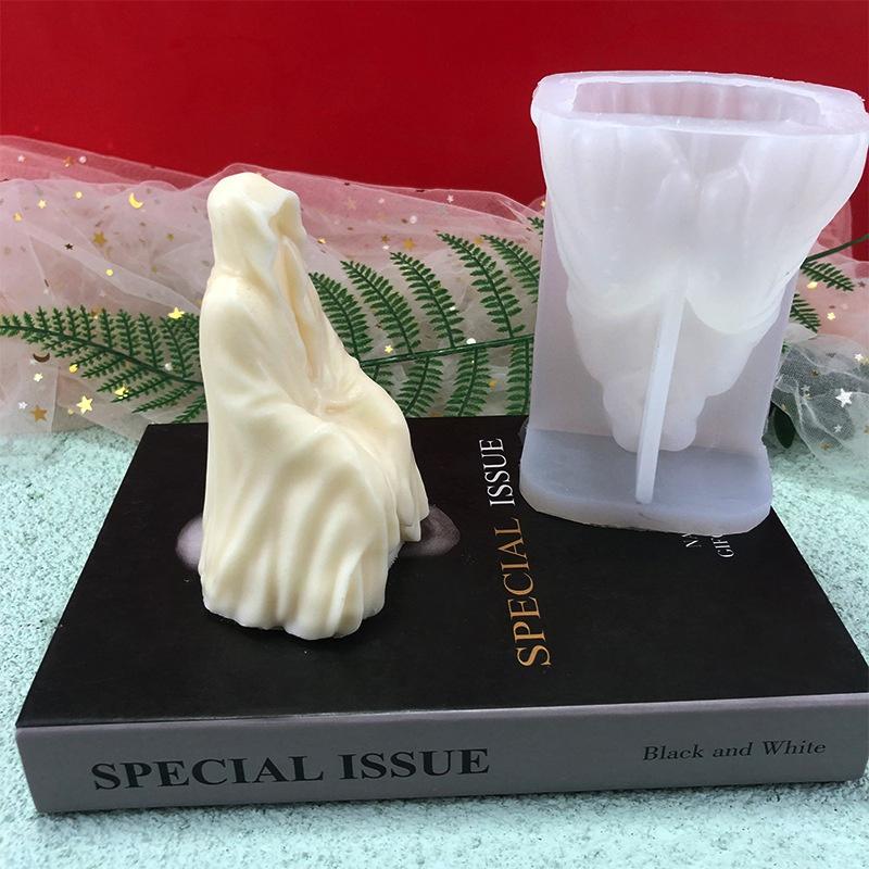 Mysterious Ghost Man Aromatherapy Candle Silicone Mold Handmade Plaster Decorative Ornaments Diy Portrait Candle Mold