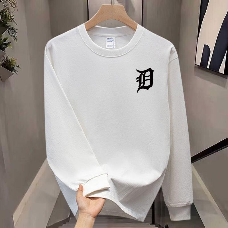 American Cotton T-Shirt Men'S Bottoming Shirt Long-Sleeved Fashion Trend Top Autumn And Winter Men'S And Women'S Crew Neck Sweater