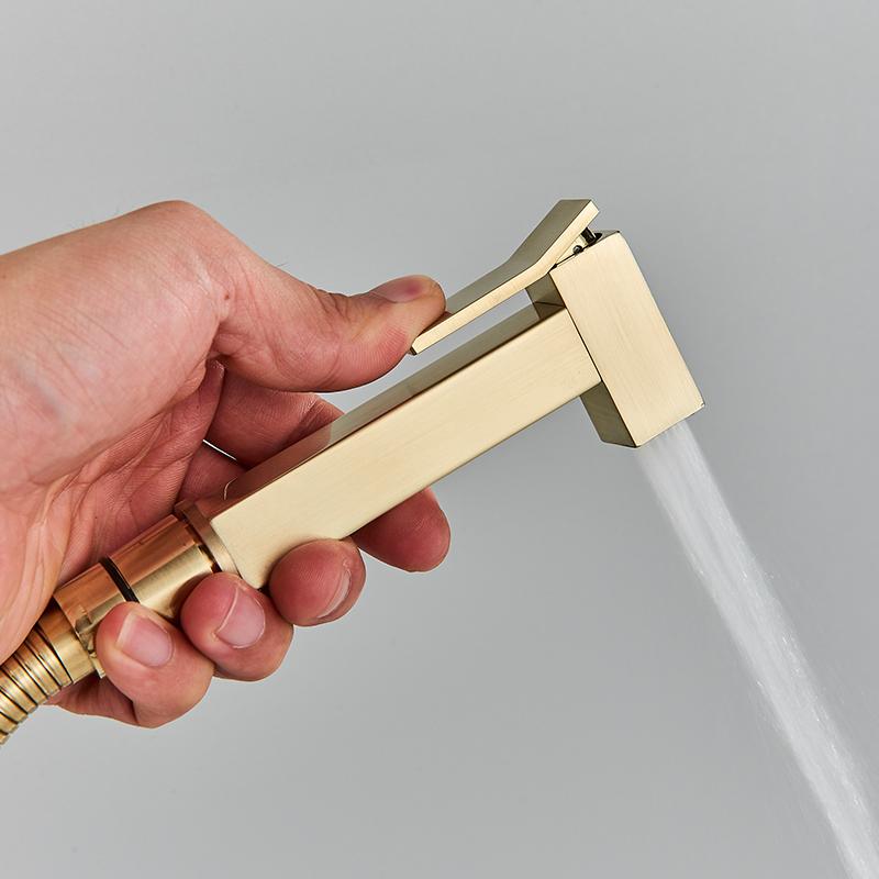 6 Finishes Pressurized Brass Bidet Shattaf Sprayer Complete Set Single Cold Water Wall Mount Handheld Spray Gun