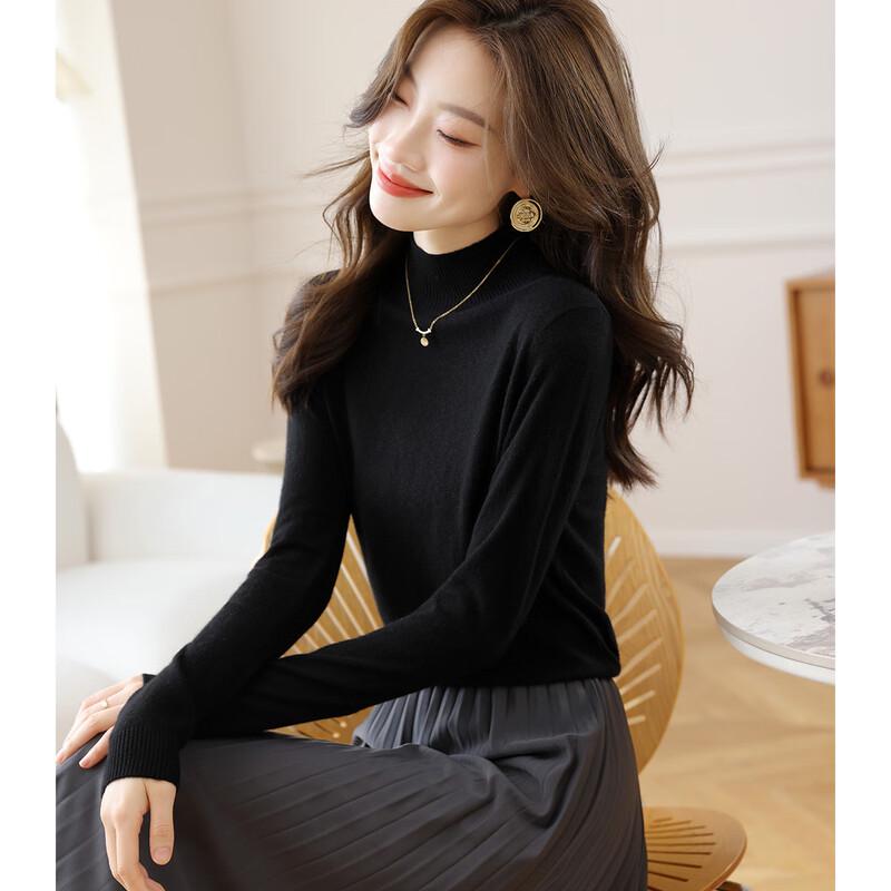 Srcr Women s Semi-High Collar Cashmere Blend Sweater M