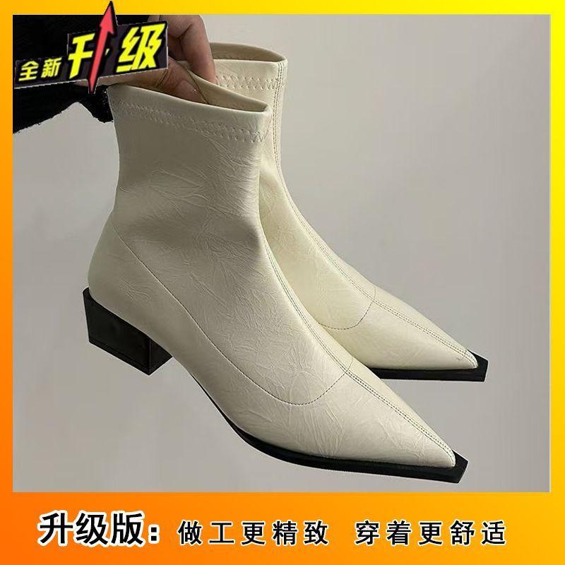 High-end pointed Martin boots women's niche design versatile thick heel thin boots women's new autumn and winter 2025