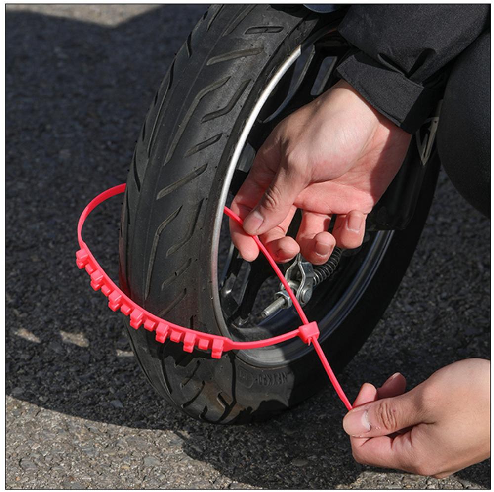 New 10x Red Motorcycle Scooter Wheel Tire Snow Chains Winter Road Safety Anti-skid