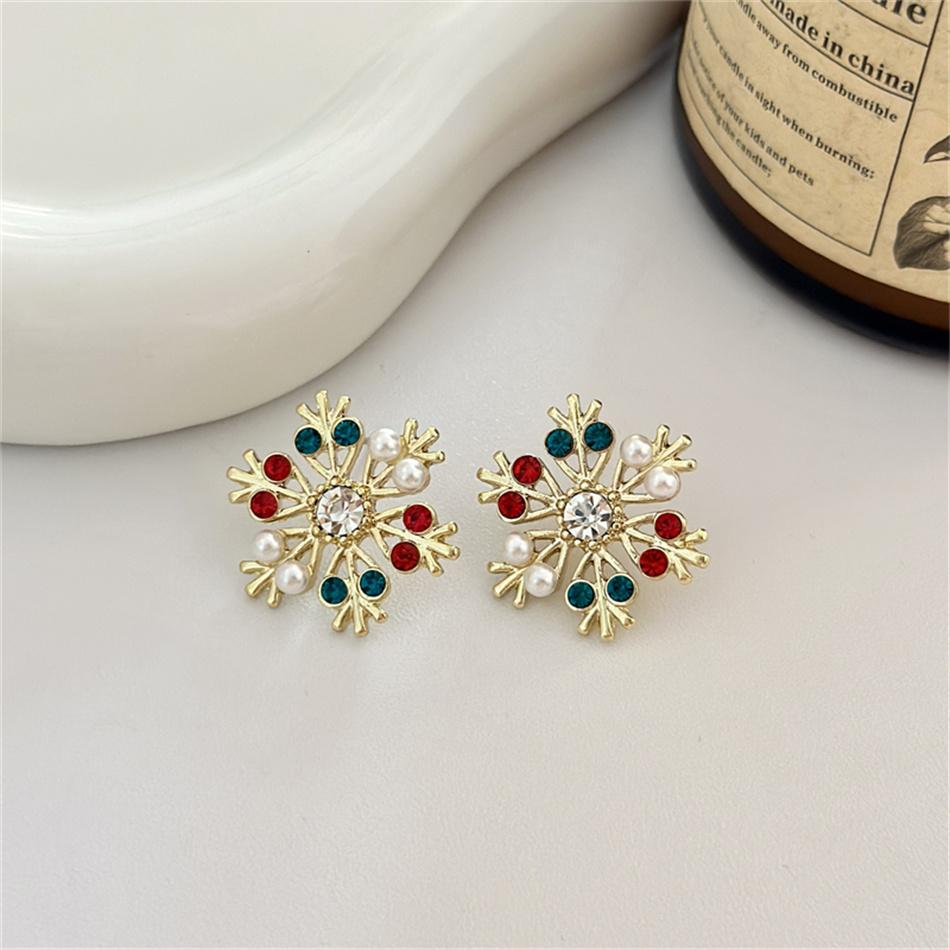 Christmas Alloy Rhinestone Crystal Pearls Christmas All Stud Earrings for Women Jewelry Boucles d'oreilles Accessory