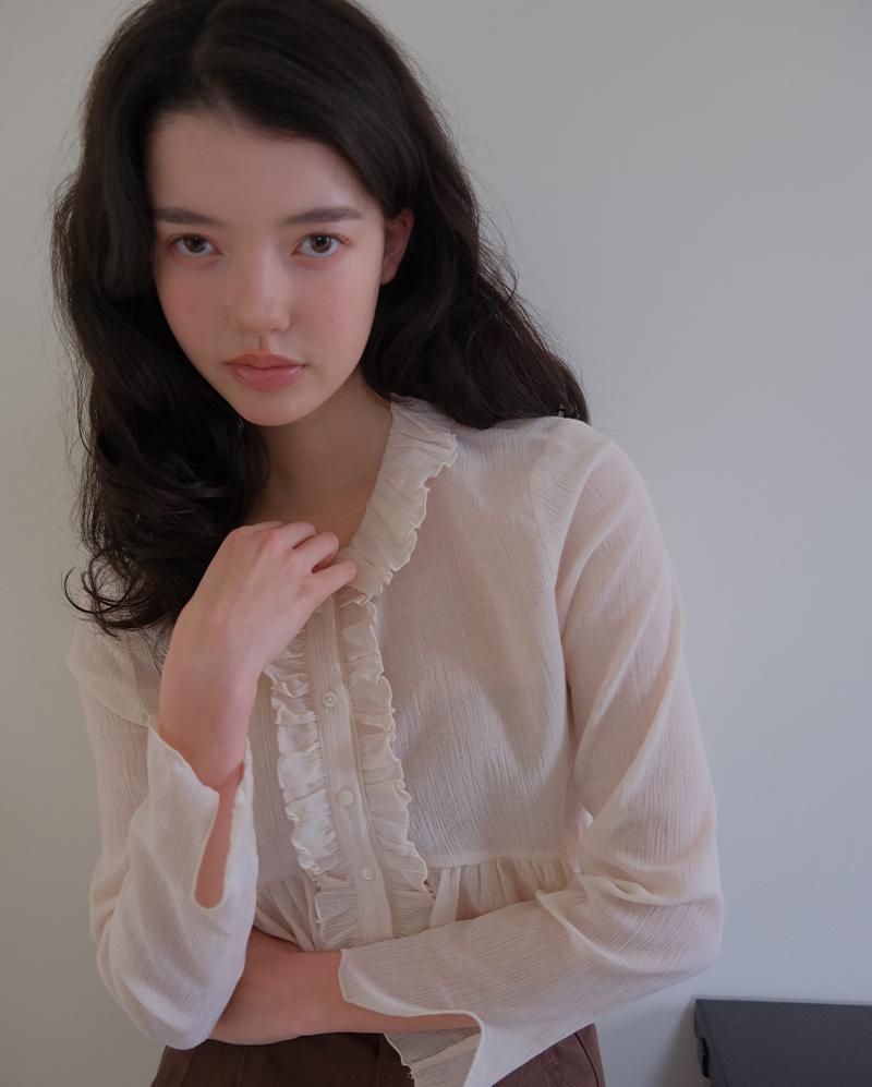 Prebois Ruffle Crop Blouse Black/Free