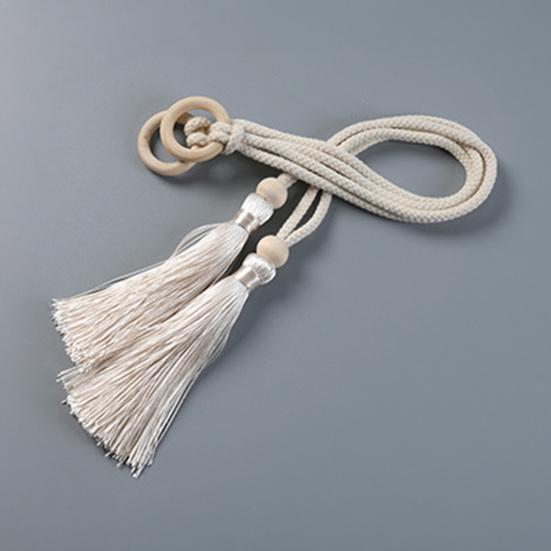 Yousheng Natürliche Holzperlen Vorhangband mit Quastenring Dekorative Halter Vorhangbinder Wohnzimmer Heimdekoration