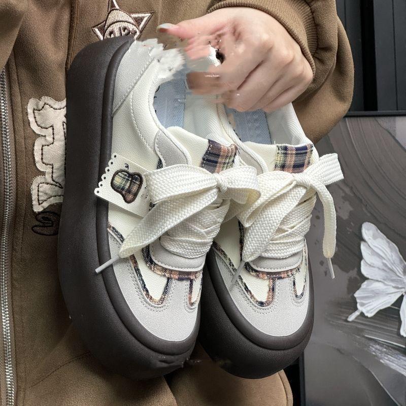 Dopamine wear-resistant board shoes women's spring heightening platform versatile casual shoes non-slip design low-top shoes