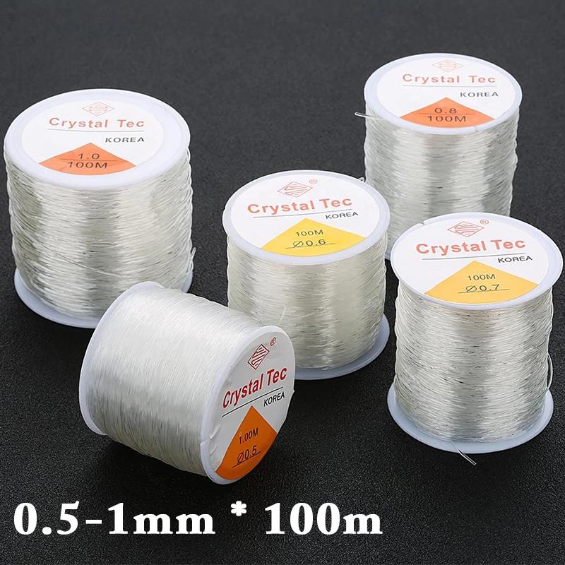 100m Starkes Elastisches Kristall-Perlenfaden-Kordel Schmuckherstellung Halskette Armband DIY Perlen-Schnur Dehnbar Dicke 0,4-1mm