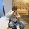 2026 forår ny bogstavbroderi doven stil vedhængsfølelse løs afslappet alsidig rund hals pullover sweater dame