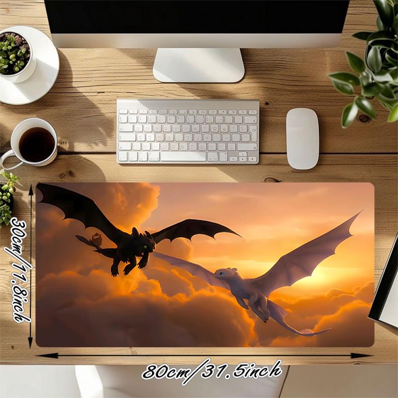 1Pc Dragon Flight Sunset Gaming Mouse Pad Keyboard Desk Mat Non-slip Rubber Lock Edge Waterproof Computer Mousepad for Office Home Decor S1461