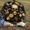 1PC Skull Flowers Umbrella-8-Rib Reinforced, Automatic Open, Lightweight & Durable, Fashion Accessory for Outdoor-D318